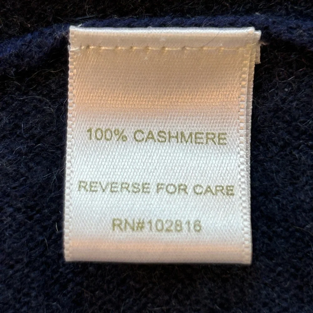 Garnet Hill 100% cashmere dark blue boxy sweater SMALL AS IS